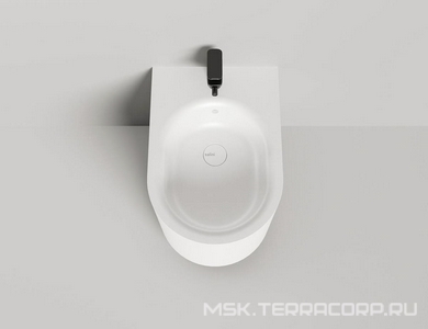 Биде подвесное 530х410х360мм, литой камень S-Stone, матовый цв.белый, крышка слива, сифон, крепеж в компл.,  ZZ Salini Gemelli 250121M