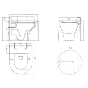 Биде подвесное 530х410х360мм, литой камень S-Stone, матовый цв.белый, крышка слива, сифон, крепеж в компл.,  ZZ Salini Gemelli 250121M
