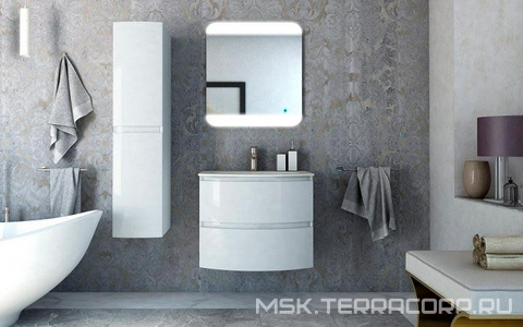 База под раковину подвесная с 2 выдвижными ящиками, 69x52x55см, без раковины, (цв.Bianco lucidо),  ZZ Cezares Vague 44220