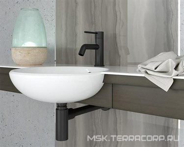 Сифон для раковины, 1 1/4, горизонтальная часть 280мм, (металл цв.черный матовый),  ZZ Paini Cox 78PZ849