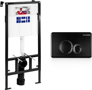 Копмлект для установки подвесного унитаза: застенный модуль, крепёж, панель 2-го смыва цв.,черный матовый,  , Sava Fix Slim ZZ Bettoserb Morava SET40006459