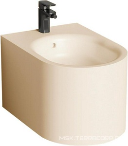 Биде подвесное 530х410х360мм, литой камень S-Stone, матовый цв.RAL1014, крышка слива, сифон, крепеж в компл.,  ZZ Salini Gemelli 250121MRF / RAL1014 Ivory (Слоновая кость)