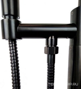 Смеситель для ванны, загругл. излив, напольный, душевая лейка, шланг в компл., (цв.черный матовый PVD),  ZZ Paini Cox 78PZ136LM