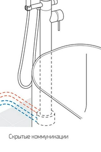 Смеситель для ванны, загругл. излив, напольный, душевая лейка, шланг в компл., (цв.черный матовый PVD),  ZZ Paini Cox 78PZ136LM