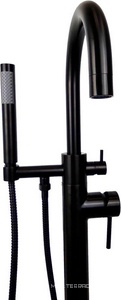 Смеситель для ванны, загругл. излив, напольный, душевая лейка, шланг в компл., (цв.черный матовый PVD),  ZZ Paini Cox 78PZ136LM