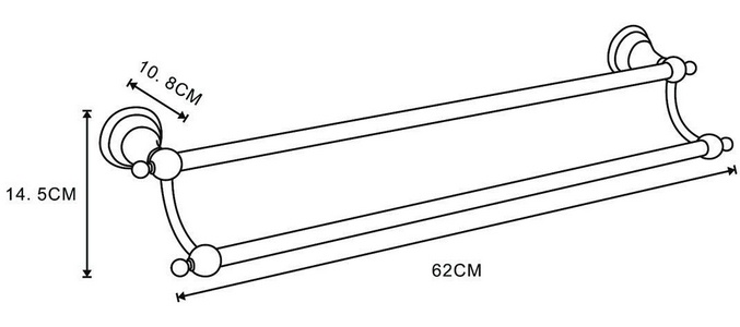 Полотенцедержатель ELVIA трубчатый двойной, цв. золото ZZ Azario Универсал AZ-91102G
