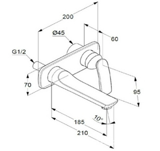 Смеситель для раковины однорычажный встраив. в стену на 2 отверстия, излив 185мм, внеш.часть (БЕЗ внутр.арт.38243 ) цв.белый,  ZZ Kludi Balance 522469175