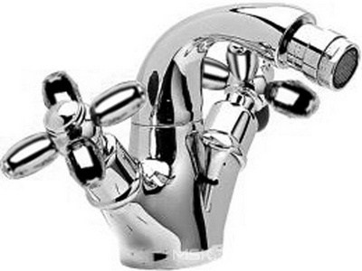 Смеситель для биде на 1 отв., с поворотным изливом, с д/к, (корпус цв. хром, ручки цв. хром),  ZZ 3M Primavera 0626 CC PE