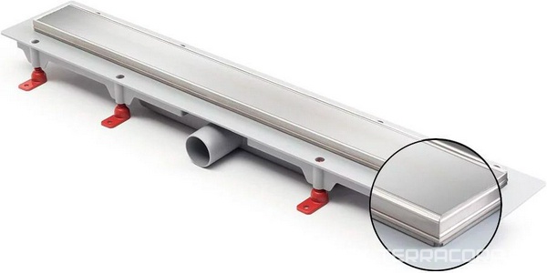 Водоотводящий желоб 550 мм KLASIK, комбинированный затвор, с решеткой под плитку (стальная окантовка) ZZ Veconi Универсал V550KN