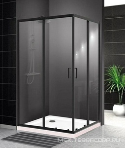 Душевой уголок 1200х1000хh1950мм, прямоуг., правый/левый, (стекло прозрачн.5мм, фурн.цв.черный матовый),  ZZ BelBagno Uno-195 UNO-195-AH-2-120/100-C-NERO
