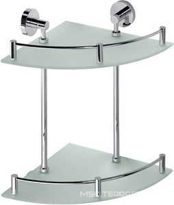 Полка для ванной двойная 270x270xh390мм, (полки стекло мат., / держат.цв. хром),  ZZ Bemeta Omega 104202142