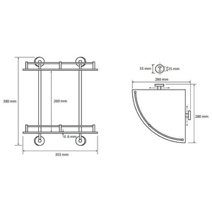 Полка для ванной двойная 270x270xh390мм, (полки стекло мат., / держат.цв. хром),  ZZ Bemeta Omega 104202142