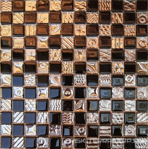 Мозаика Мастера Керамики Glass Мозаика 2169 шахматка черный-платина рисунок 23х23	 ZZ|30х30