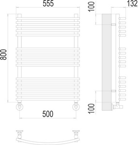 (ЦЕНА ПО ЗАПРОСУ) Полотенцесушитель "" 500x796 мм,  установочный набор в компл., в комплекте с вентилем и отражателем ZZ Terminus Марио 4670078530738/4620768886799