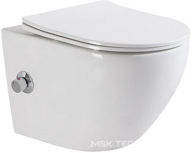 Унитаз-биде подвесной 365х490мм, безободковый, сиденье с микролифтом, смеситель, крепеж в компл., Uno ZZ BelBagno UNO BB3105CHR-BS/SC