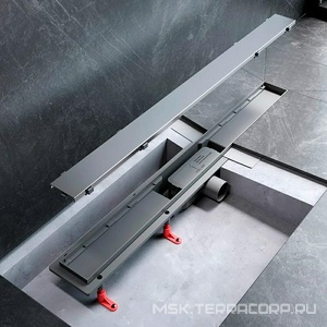 Душевой желоб 80 см, комбинированный затвор, решетка под плитку из нерж.стали AMPM Универсал W02SC-U11-080-04SB