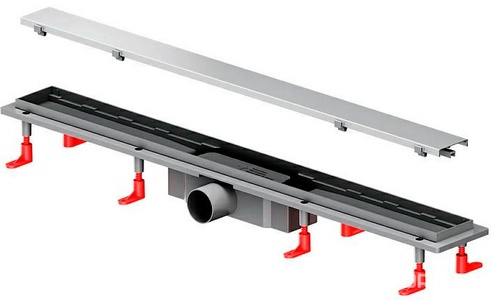 Душевой желоб 80 см, комбинированный затвор, решетка под плитку из нерж.стали AMPM Универсал W02SC-U11-080-04SB