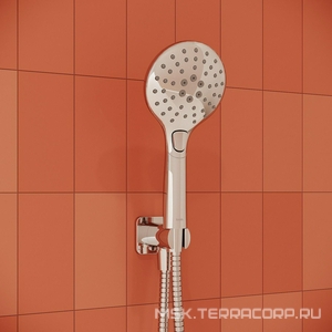 Комплект встраиваемого смесителя для душа (смеситель с внешней и внутр.частью, лейка, шланг, верхний душ с кронштейном), цв.хром Iddis ray RAYSB02i67