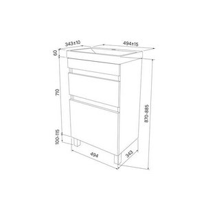 Комплект мебели Zodiac, 494*343*870 мм, два выдвижных яшика, раковина в компл, цвет белый ZZ Iddis zodiac ZOD5CBFi95K