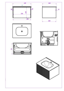 Тумба под раковину, с 1 выкатным ящиком, 600x590xh450мм, без раковины/столешницы,  (цв.серый матовый), ZZ La Fenice Terra FNC-01-TER-G-60