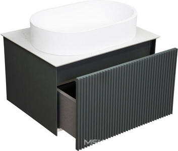 Тумба под раковину, с 1 выкатным ящиком, 600x590xh450мм, без раковины/столешницы,  (цв.серый матовый), ZZ La Fenice Terra FNC-01-TER-G-60