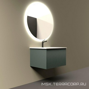 Тумба под раковину, с 1 выкатным ящиком, 600x590xh450мм, без раковины/столешницы,  (цв.серый матовый), ZZ La Fenice Terra FNC-01-TER-G-60