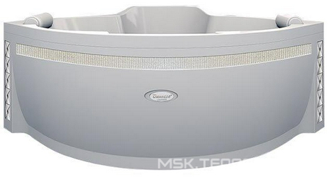 Ванна акрил."СОРРЕНТО-GOLD",1480х1480, фронт. пан/дек "Swarovski"/"Мозаика",ГМ6,НМ2,СМ7,хромотер.2 лам.(V-2),контр.200,молд.,смес/изл."Бриз-Ниагара-GO