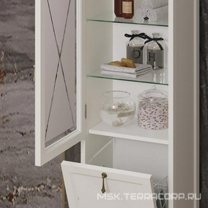 Пенал  напольный 443*1670*360 мм, петли слева, с бельевой корзиной, цвет слоновая кость ZZ Opadiris Борджи Z0000012564