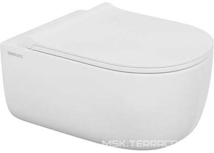 Подвесной унитаз,c крышкой-сиденьем микролифт, безободковый, цв.белый, ZZ Berges Ego 082118