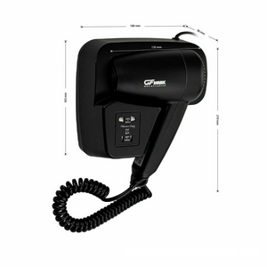 Фен стационарный для волос в ванную комнату с боковым креплением, с розеткой 1200W, цв.черный ZZ GFmark GFmark 6813