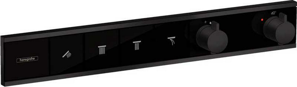 Смеситель-термостат для душа, встр.в стену на 4 потребителя, (внешняя часть БЕЗ скрытой части арт. 15312180), (цв.матовый черный), HG  ZZ Hansgrohe RainSelect 15382670