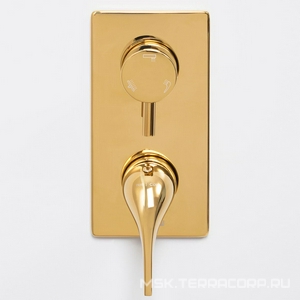 Смеситель для ванны и душа, встраиваемый в стену, внутрен.часть в компл., лейка и шланг приобр. отдельно, цв. золото глянец, ZZ Wasserkraft Sauer 7171