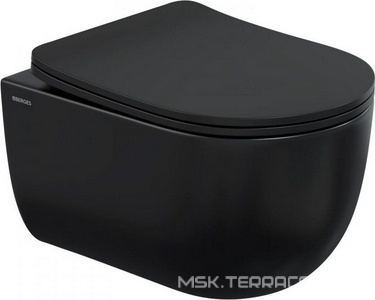 Подвесной унитаз c крышкой-сиденьем микролифт, безободковый, цв.черный KL Berges VENTAS 082136