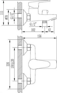 Смеситель для ванны/душа, с установочным комплектом и душевыми аксессуарами, цв. хром ZZ ESKO Venezia Z VE54-3new