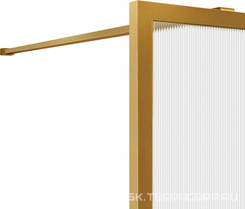 Душевая перегородка 800хh2000мм, правая/левая, (стекло рифленое 8мм Easy Clean, укорачиваемый кронштейн 1200мм, фурнит.цв.браш.золото),  ZZ Vincea Walk-In VSW-1HP800FLBG