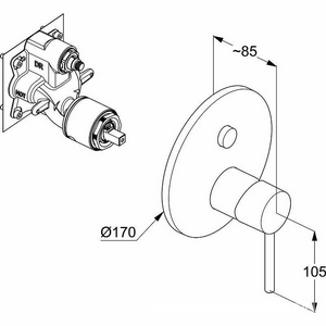Смеситель для ванны и душа встраиваемый внешняя часть, БЕЗ внутренней части, БЕЗ аксессуаров, цв белый матовый, ZZ Kludi BOZZ 386595376