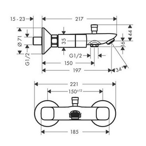 Смеситель для ванны двуручный, (цв.хром), Lоgis ZZ Hansgrohe Logis 71243000