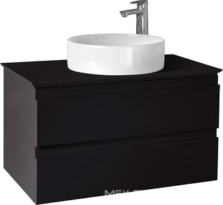 Тумба подвесная 83x49,2x47,6 см, 2 выдвижных ящика, столешница, внешняя подсветка, сифон в компл, БЕЗ раковины чаши, цв. черный матовый ZZ Jacob Delafon Madeleine EB2083-J53