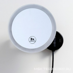 Зеркало с LED-подсветкой, 3-х кратным увеличением, цв.черный ZZ Wasserkraft Универсал K-1004BLACK