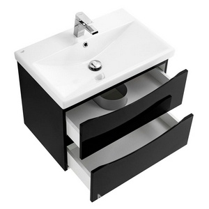 База под раковину подвесная с 2 выкатными ящиками, 664x440x500мм, без раковины, (цв.Nero Lucido),  ZZ BelBagno Marino-Cer MARINO-CER-700-2C-SO-NL-P