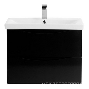 База под раковину подвесная с 2 выкатными ящиками, 664x440x500мм, без раковины, (цв.Nero Lucido),  ZZ BelBagno Marino-Cer MARINO-CER-700-2C-SO-NL-P