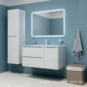 Тумба подвесная "Edifice"-100 см, 2 выдвижн. ящика, 1 расп.дверца, раковина в компл., цвет белый ZZ Iddis edifice EDI10W1i95K