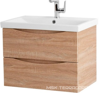 База под раковину подвесная с 2 выкатными ящиками, 664x440x500мм, без раковины, (цв.Rovere Bianco),  ZZ BelBagno Marino-Cer MARINO-CER-700-2C-SO-WO-P