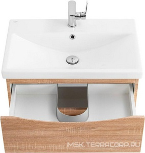 База под раковину подвесная с 2 выкатными ящиками, 664x440x500мм, без раковины, (цв.Rovere Bianco),  ZZ BelBagno Marino-Cer MARINO-CER-700-2C-SO-WO-P