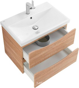 База под раковину подвесная с 2 выкатными ящиками, 664x440x500мм, без раковины, (цв.Rovere Bianco),  ZZ BelBagno Marino-Cer MARINO-CER-700-2C-SO-WO-P