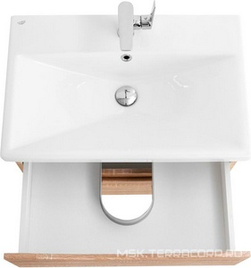 База под раковину подвесная с 2 выкатными ящиками, 664x440x500мм, без раковины, (цв.Rovere Bianco),  ZZ BelBagno Marino-Cer MARINO-CER-700-2C-SO-WO-P