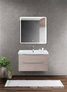 База под раковину подвесная с 2 выкатными ящиками, 964x438x500мм, без раковины, (цв.Rovere Grigio),  ZZ BelBagno Marino-Cer MARINO-CER-1000-2C-SO-RG-P