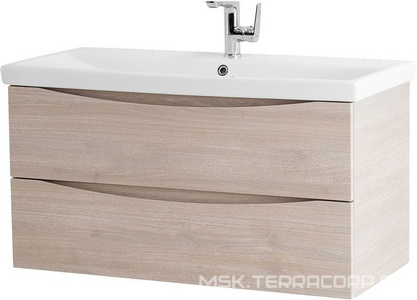 База под раковину подвесная с 2 выкатными ящиками, 964x438x500мм, без раковины, (цв.Rovere Grigio),  ZZ BelBagno Marino-Cer MARINO-CER-1000-2C-SO-RG-P