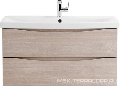 База под раковину подвесная с 2 выкатными ящиками, 964x438x500мм, без раковины, (цв.Rovere Grigio),  ZZ BelBagno Marino-Cer MARINO-CER-1000-2C-SO-RG-P