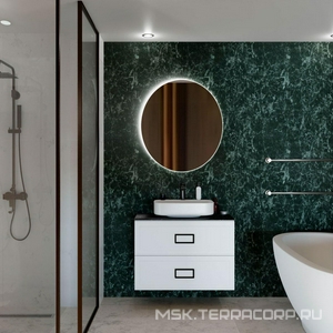 Тумба под раковину, с 1 выкатным ящиком, 776x469хh350мм, без раковины/столешницы, БЕЗ РУЧКИ, (цв.белый матовый),  ZZ La Fenice Cubo FNC-01-CUB-B-80